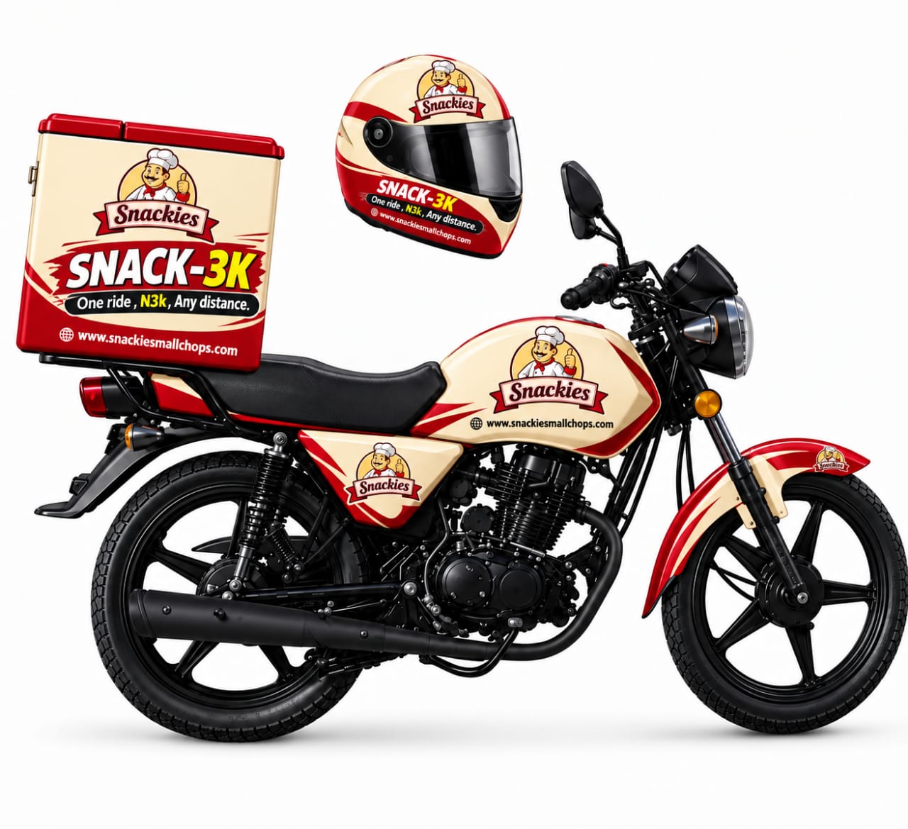 SNACK-3K branded delivery motorcycle